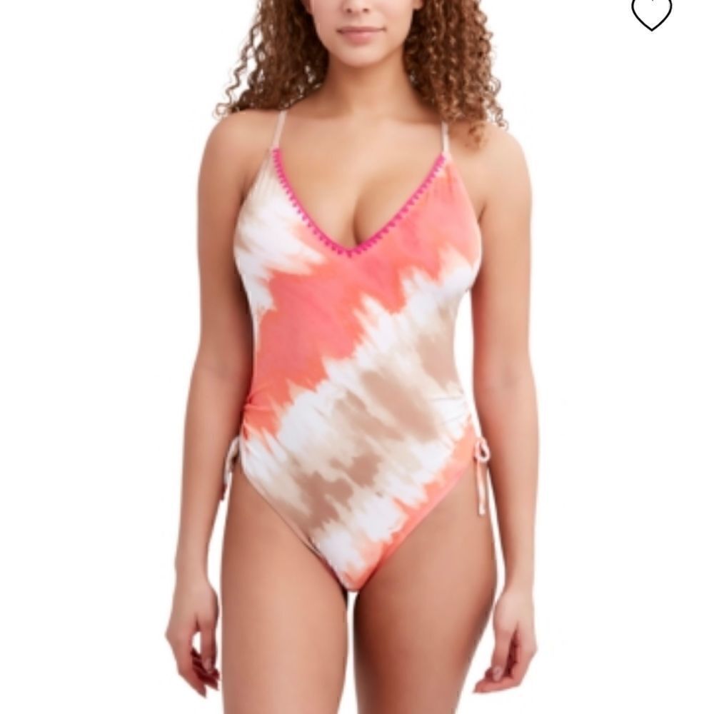 Bcbgeneration Tie-dyed One-piece Swimsuit In Hot Coral Passion Edge Size XS
